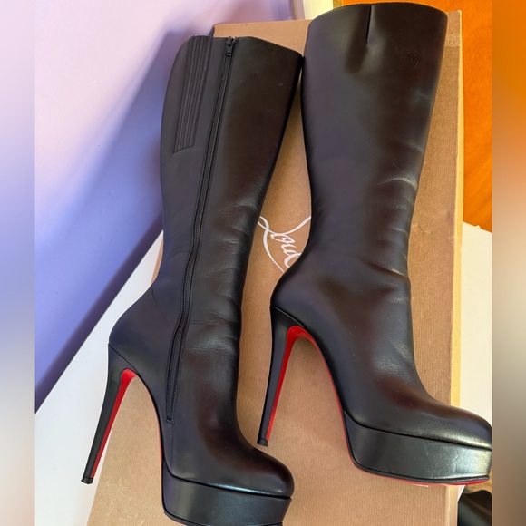 Christian Louboutin bianca  Botta  black leather knee boots 38.5 IT - Picture 7 of 16